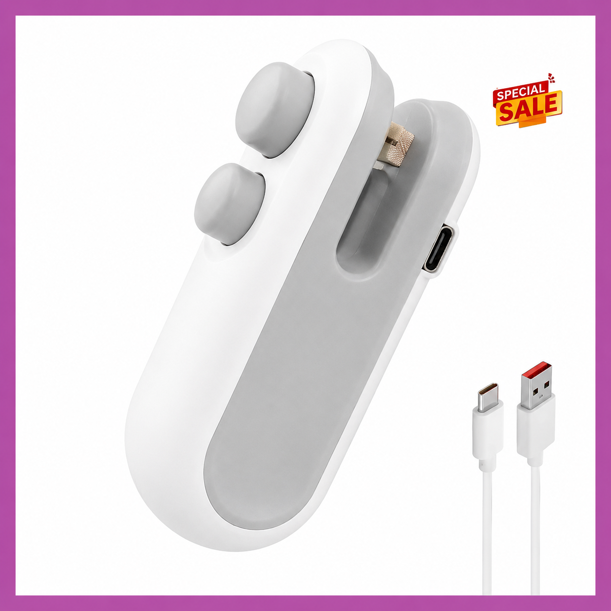 Mini Bag Sealing Machine – 2-in-1 USB Rechargeable Heat Sealer & Cutter for Food Storage Bags