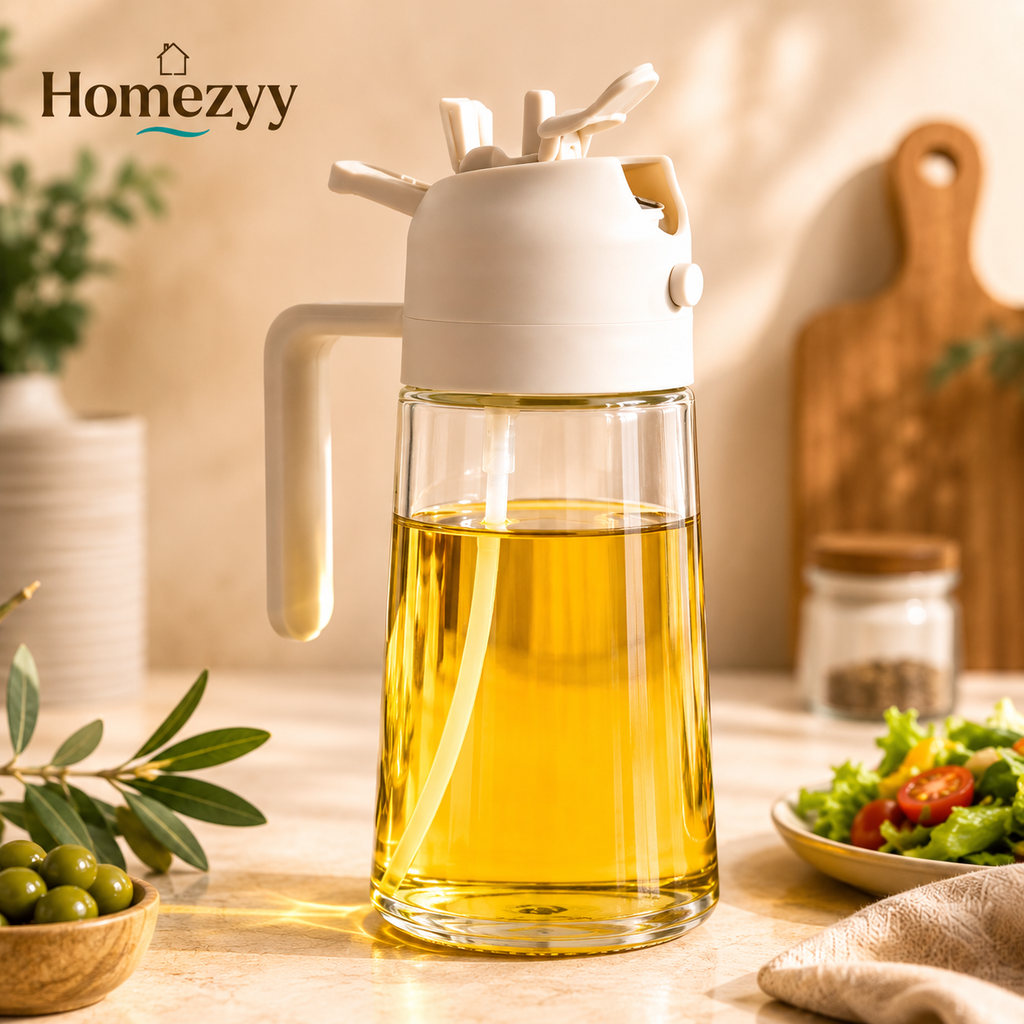 2-in-1 Oil Spray Bottle 500ml | Oil Dispenser & Sprayer | Kitchen Cooking Oil Bottle | Homezyy