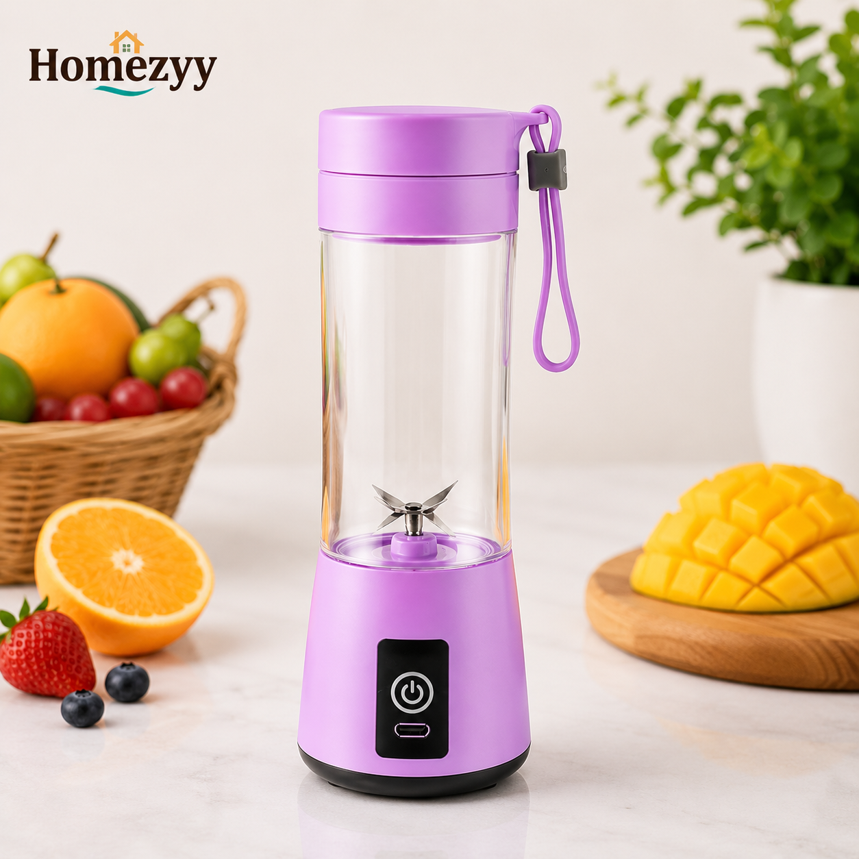 Portable USB Rechargeable Juicer Blender | 6 Blade Personal Smoothie Maker | Homezyy