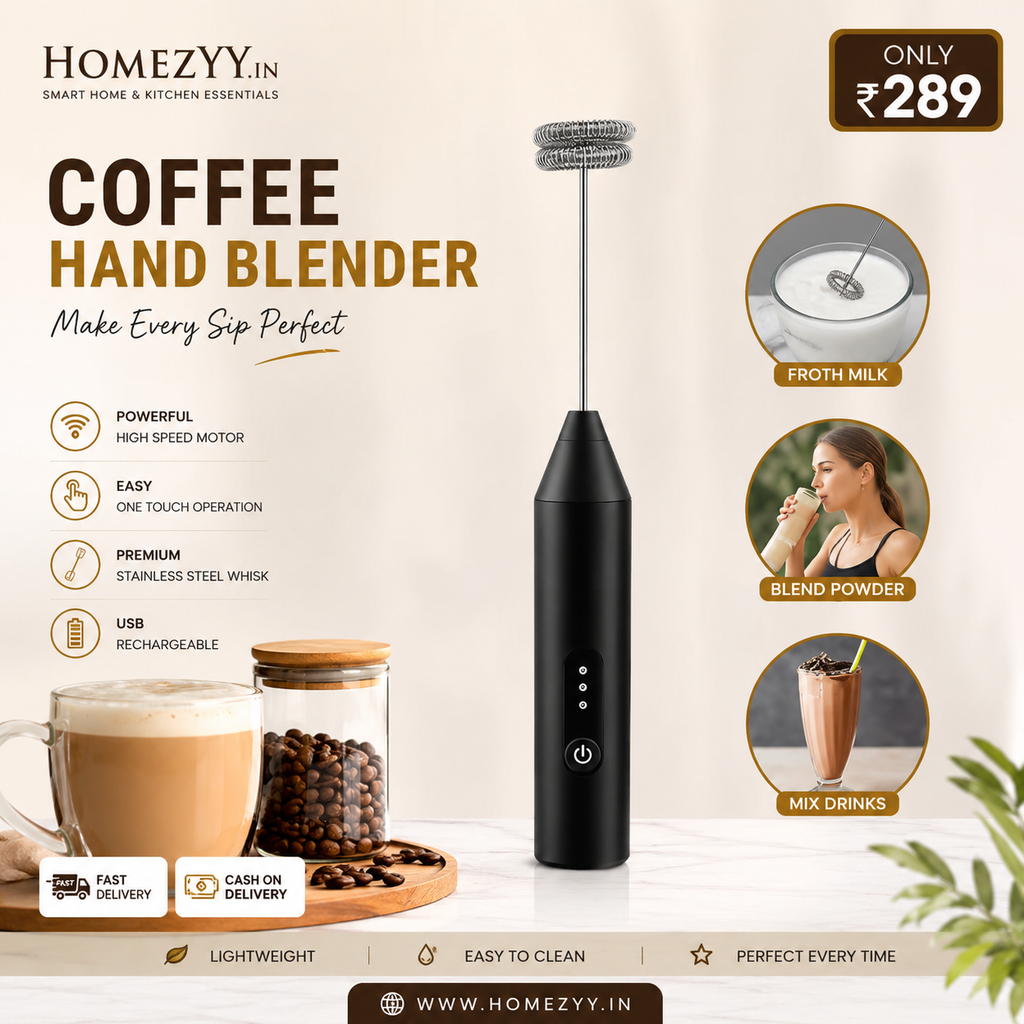 Rechargeable Coffee Hand Blender | Electric Milk Frother | USB Coffee Mixer | Homezyy