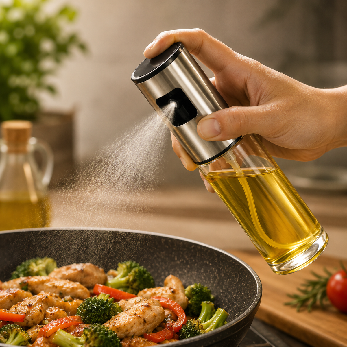 Premium Oil Dispenser & Oil Spray Bottle Combo | 500ml + 100ml | Pack of 2