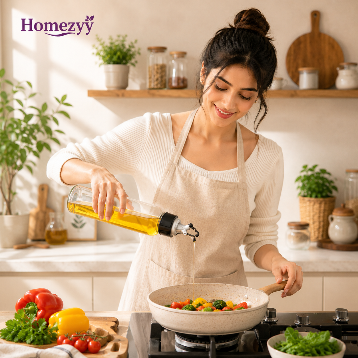 900ml Glass Oil Dispenser Bottle | Leak Proof Kitchen Oil Bottle | Homeezyy
